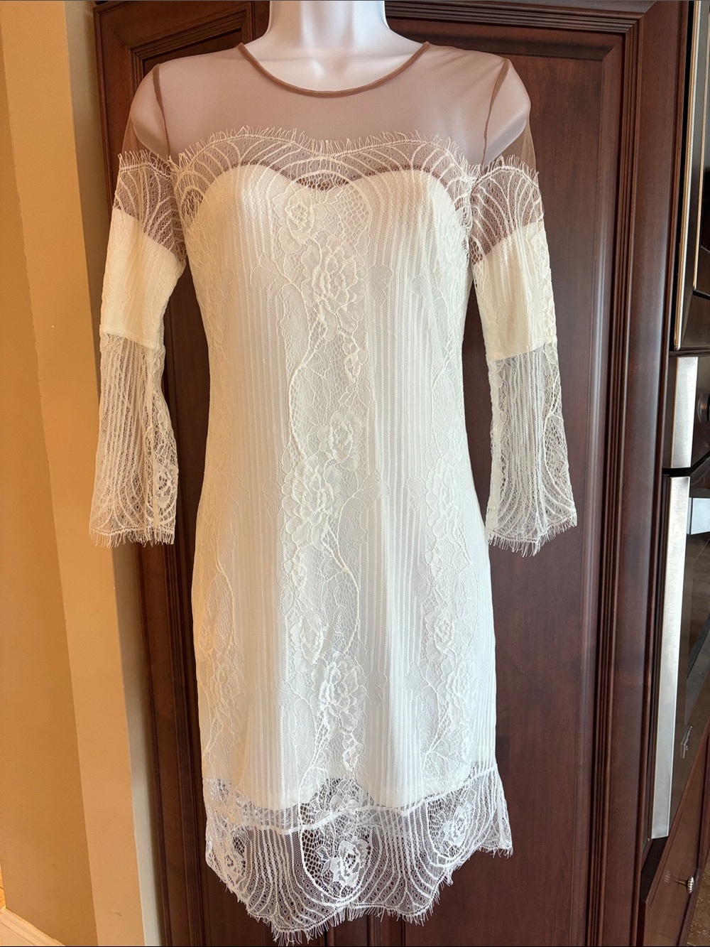 Caribbean Queen Ivory Lace Long Sleeve Sheath Dress